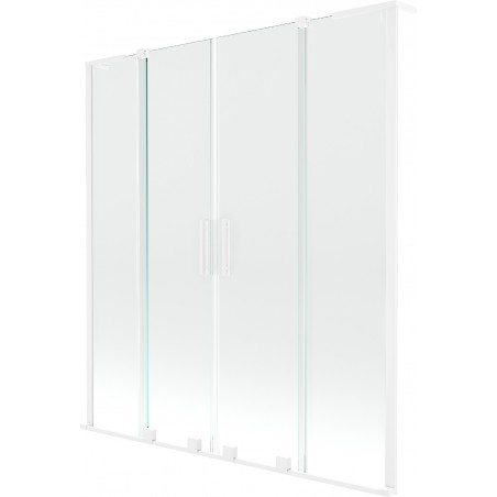 Mexen Velar L Duo parawan nawannowy 2-skrzydłowy rozsuwany 140 x 150 cm, transparent, biały - 896-140-003-02-20