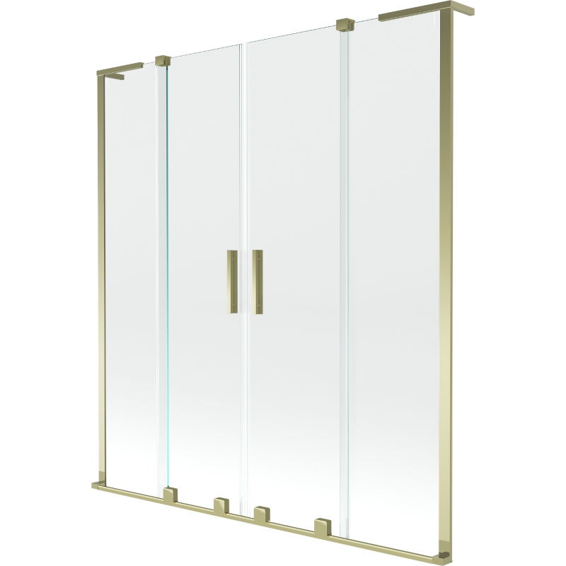 Mexen Velar L Duo Badewannenabtrennung mit 2 Schiebetüren 140 x 150 cm, transparent, gold - 896-140-003-02-50