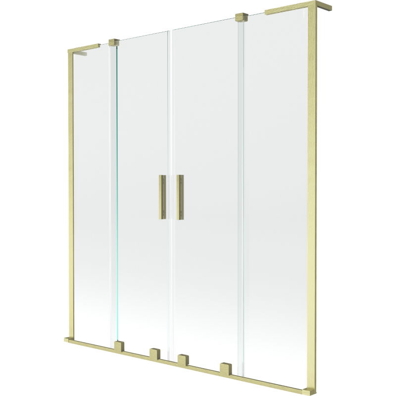 Mexen Velar L Duo badwand 2-delig schuifbaar 140 x 150 cm, transparant, goud geborsteld - 896-140-003-02-55