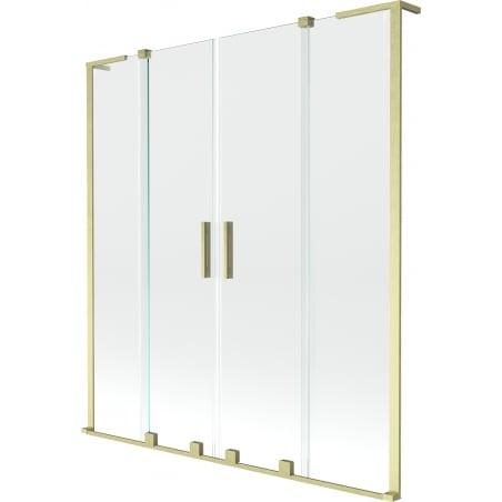 Mexen Velar L Duo parawan nawannowy 2-skrzydłowy rozsuwany 140 x 150 cm, transparent, złoty szczotkowany - 896-140-003-02-55