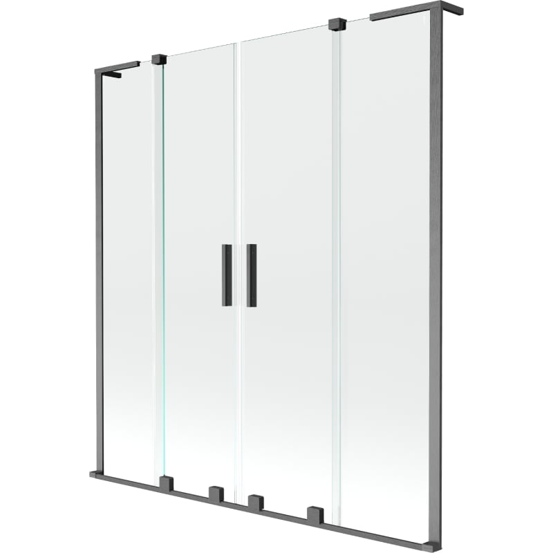 Mexen Velar L Duo dušinurga 2-labaline lükand 140 x 150 cm, läbipaistev, harjatud relvahall - 896-140-003-02-66