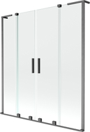 Mexen Velar L Duo parawan nawannowy 2-skrzydłowy rozsuwany 140 x 150 cm, transparent, gun gray szczotkowany - 896-140-003-02-66