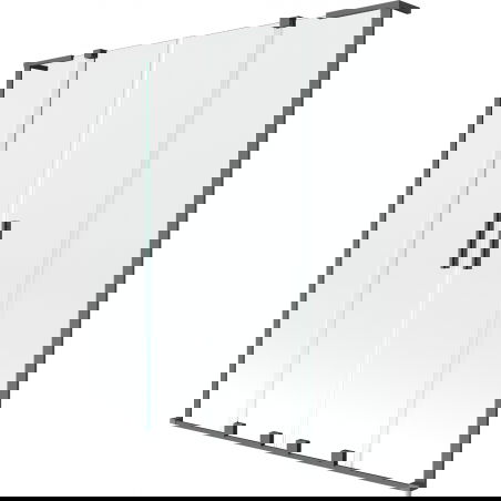 Mexen Velar L Duo Badewannenabtrennung 2-flügelig verschiebbar 140 x 150 cm, transparent, gun metal - 896-140-003-02-95
