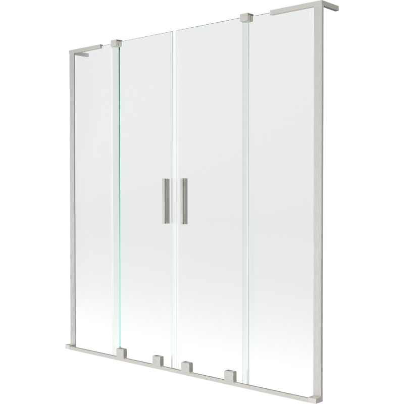 Mexen Velar L Duo Badewannenfaltwand 2-flügelig verschiebbar 140 x 150 cm, transparent, gebürstetes Nickel - 896-140-003-02-97