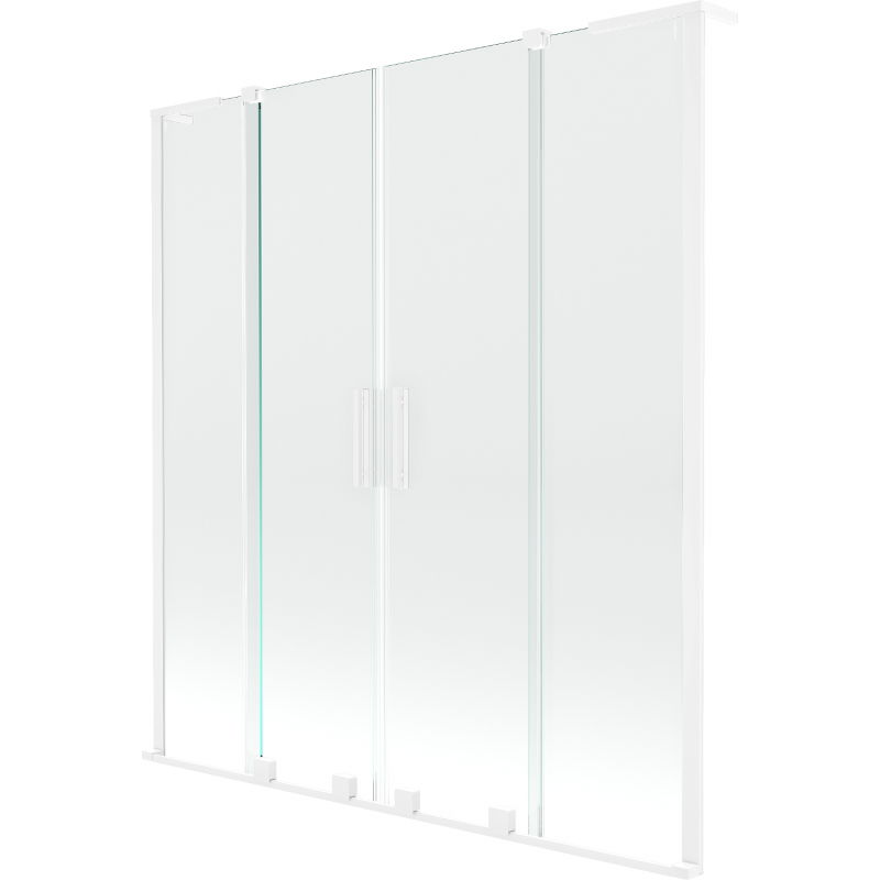 Mexen Velar L Duo Badewannen-Abtrennung 2-flügelig, verschiebbar, 160 x 150 cm, transparent, weiß - 896-160-003-02-20