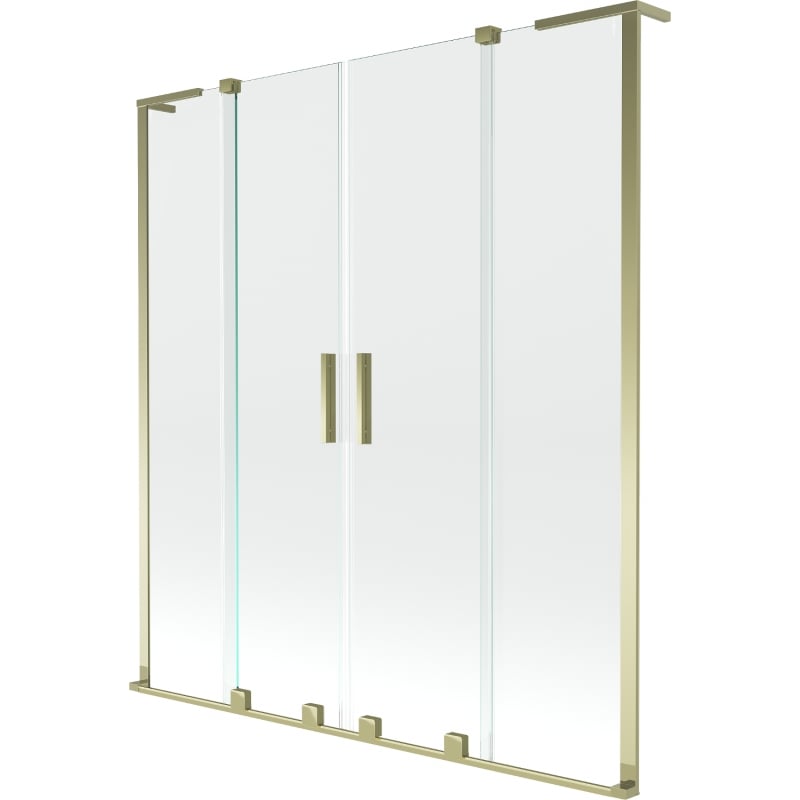 Mexen Velar L Duo badkarsskärm 2-delad skjutbar 160 x 150 cm, transparent, guld - 896-160-003-02-50