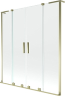 Mexen Velar L Duo parawan nawannowy 2-skrzydłowy rozsuwany 160 x 150 cm, transparent, złoty - 896-160-003-02-50