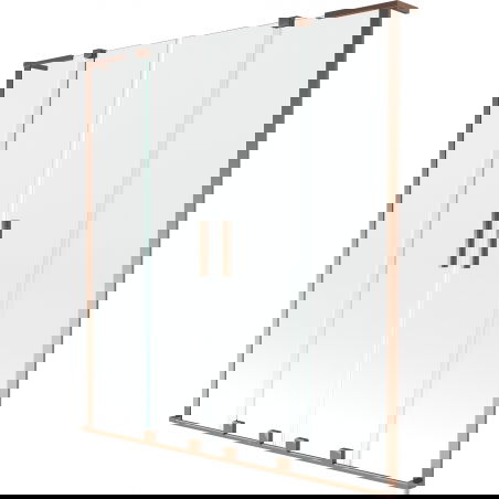 Mexen Velar L Duo Badewannenabtrennung 2-flügelig schiebbar 160 x 150 cm, transparent, Roségold - 896-160-003-02-60