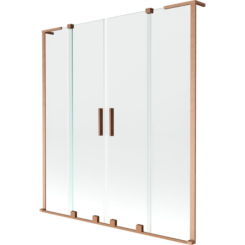 Mexen Velar L Duo cabine de duche de 2 painéis deslizantes 160 x 150 cm, transparente, cobre escovado - 896-160-003-02-65