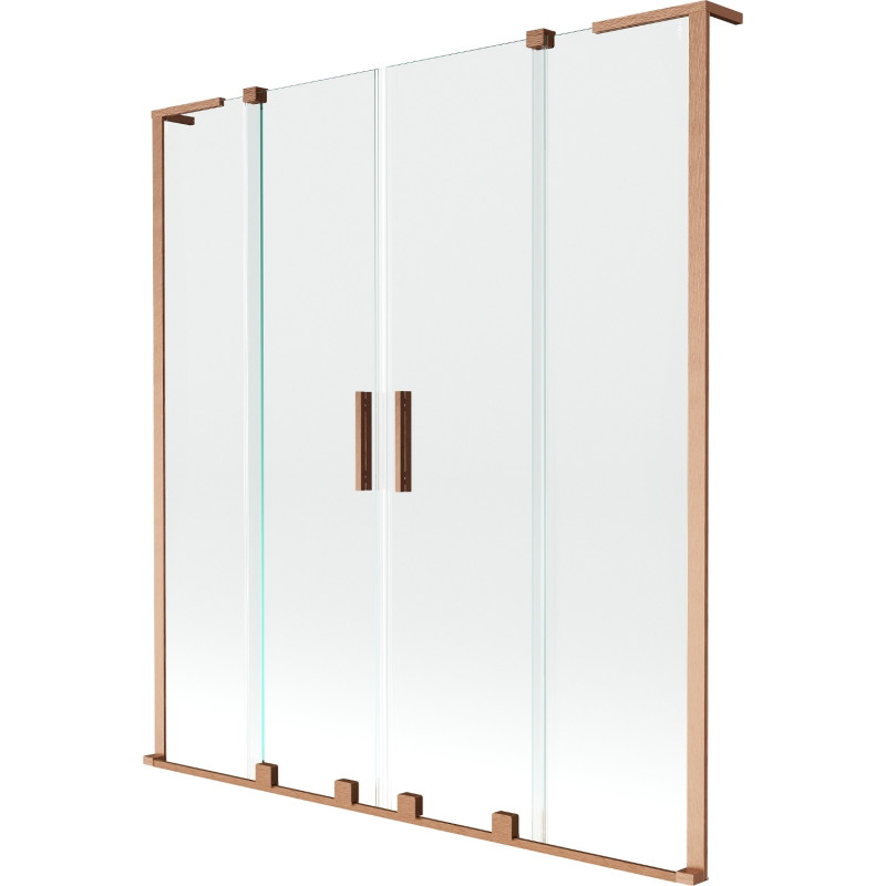 Mexen Velar L Duo dvokrilni klizni paravan za kadu 160 x 150 cm, proziran, brušeni bakar - 896-160-003-02-65