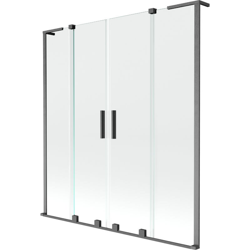 Mexen Velar L Duo Badewannenfaltwand 2-flügelig verschiebbar 160 x 150 cm, transparent, Gun Grau gebürstet - 896-160-003-02-66