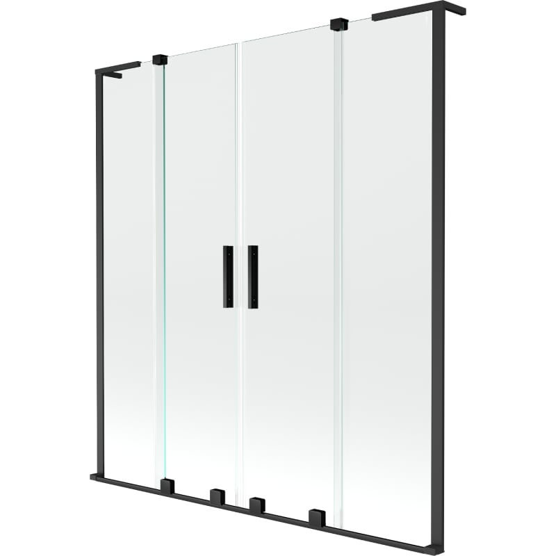 Mexen Velar L Duo paroi de baignoire 2 pans coulissants 160 x 150 cm, transparent, noir - 896-160-003-02-70