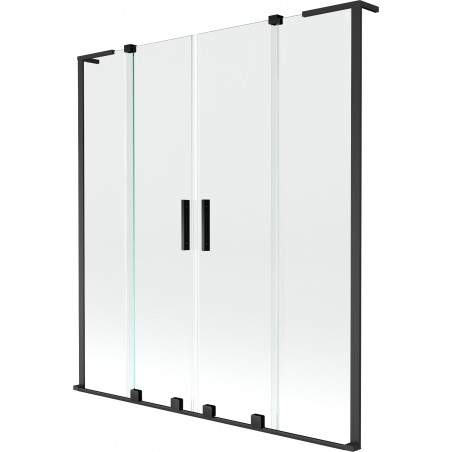 Mexen Velar L Duo paravan za kadu 2-krilni klizni 160 x 150 cm, prozirni, crni - 896-160-003-02-70