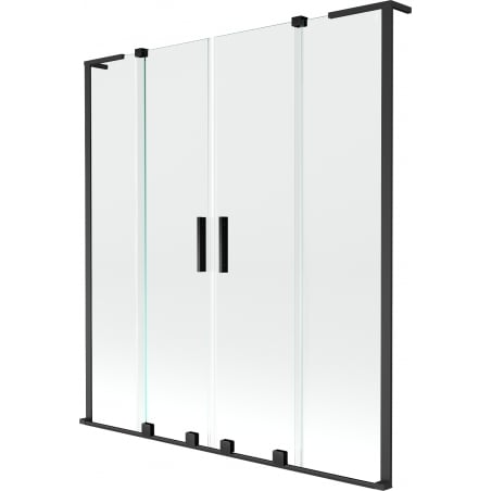 Mexen Velar L Duo paroi de baignoire 2 pans coulissants 160 x 150 cm, transparent, noir - 896-160-003-02-70