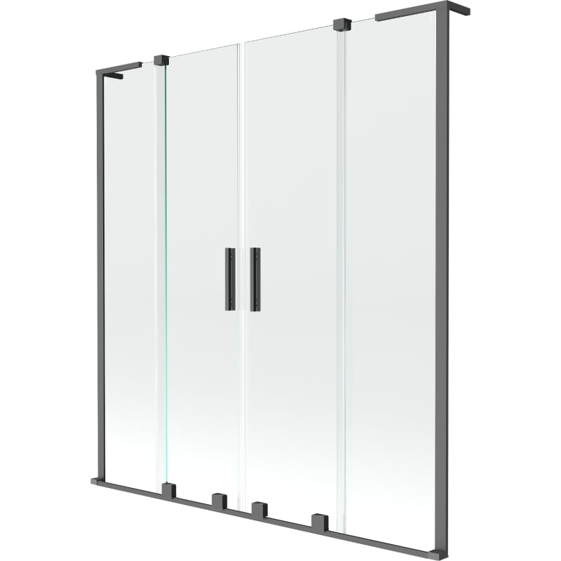 Mexen Velar L Duo badwand 2-delige schuifwand 160 x 150 cm, transparant, gun metal - 896-160-003-02-95