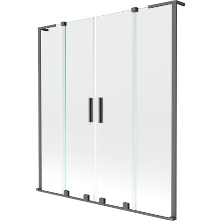 Mexen Velar L Duo badwand 2-delige schuifwand 160 x 150 cm, transparant, gun metal - 896-160-003-02-95