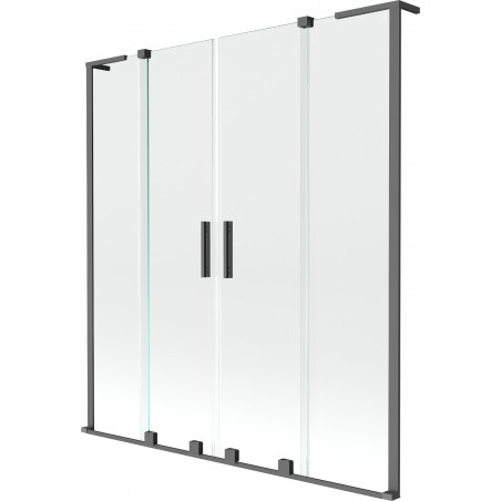 Mexen Velar L Duo vannas ekrāns ar 2 bīdāmiem spārniem 160 x 150 cm, caurspīdīgs, gun metāls - 896-160-003-02-95