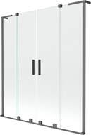 Mexen Velar L Zweiteilige Duschabtrennung, 2-teilig, zum Aufschieben, 160 x 150 cm, transparent, Gun Metal - 896-160-003-02-95