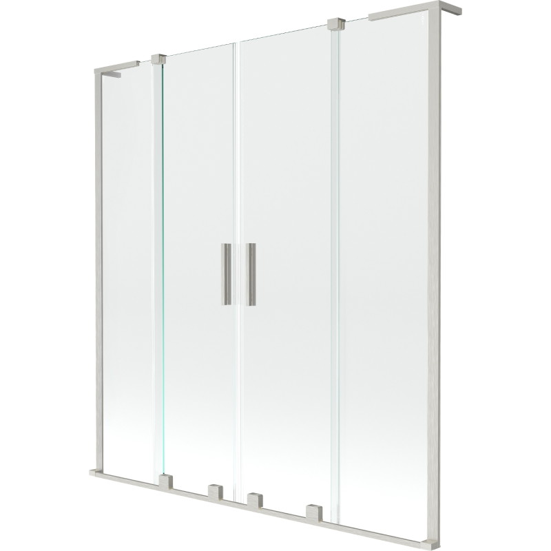 Mexen Velar L Duo badwandpaneel 2-delig schuifbaar 160 x 150 cm, transparant, geborsteld nikkel - 896-160-003-02-97