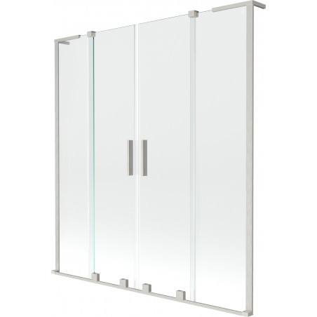 Mexen Velar L Duo écran de baignoire 2 volets coulissants 160 x 150 cm, transparent, nickel brossé - 896-160-003-02-97