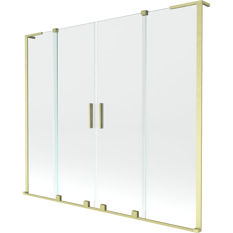 Mexen Velar L Duo-Duschtrennwand, 2-flügelig, 170 x 150 cm, transparent, gold gebürstet - 896-170-003-02-55