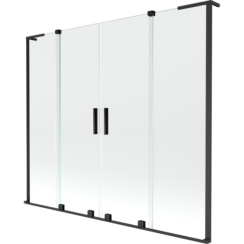 Mexen Velar L Duo vannitoa ekraan 2-osaline lükanduks 170 x 150 cm, läbipaistev, must - 896-170-003-02-70