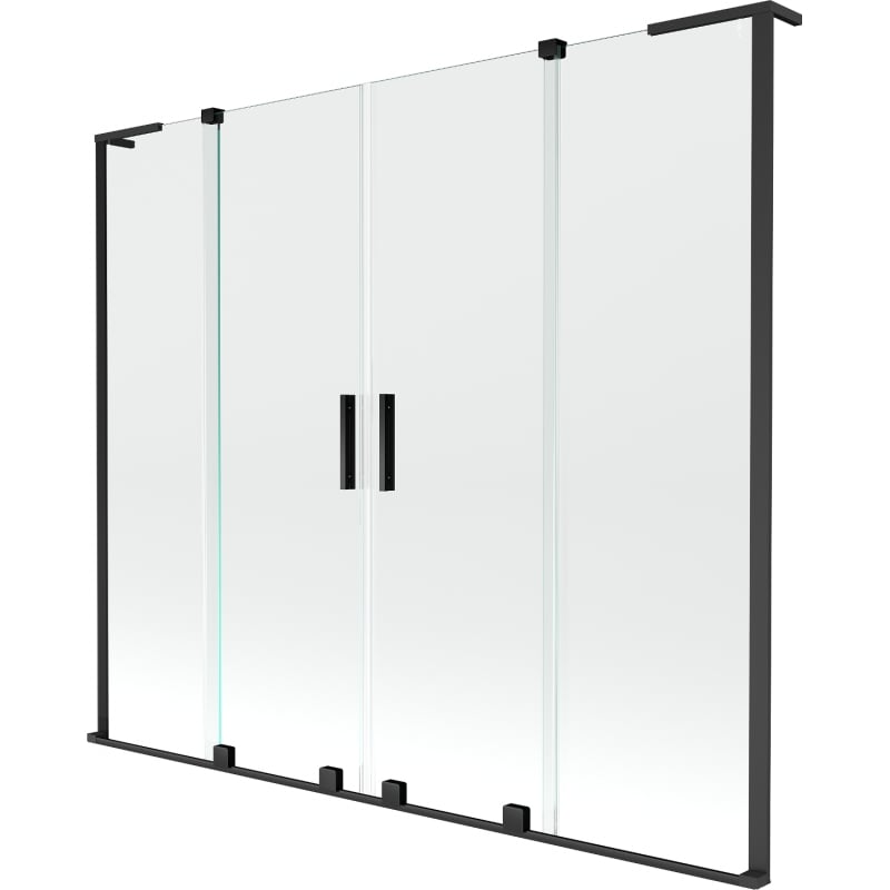 Mexen Velar L Duo, zweiteilige Badewannen-Abtrennung, verschiebbar 170 x 150 cm, transparent, schwarz - 896-170-003-02-70