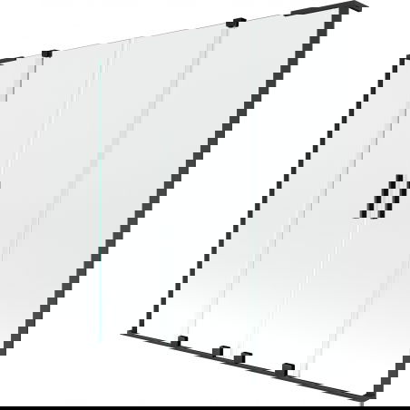 Mexen Velar L Duo zaslon za kopalnico, raztegljiva 2-krilna 170 x 150 cm, prosojna, črna - 896-170-003-02-70