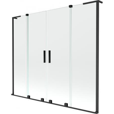 Mexen Velar L Duo, zweiteilige Badewannen-Abtrennung, verschiebbar 170 x 150 cm, transparent, schwarz - 896-170-003-02-70