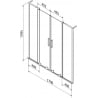 Mexen Velar L Duo, zweiteilige Badewannen-Abtrennung, verschiebbar 170 x 150 cm, transparent, schwarz - 896-170-003-02-70