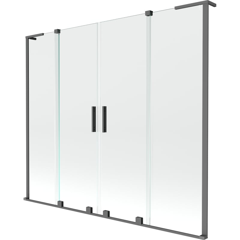 Mexen Velar L Duo 2-flügelige, verschiebbare Badewannenabtrennung 170 x 150 cm, transparent, Gun Metal - 896-170-003-02-95