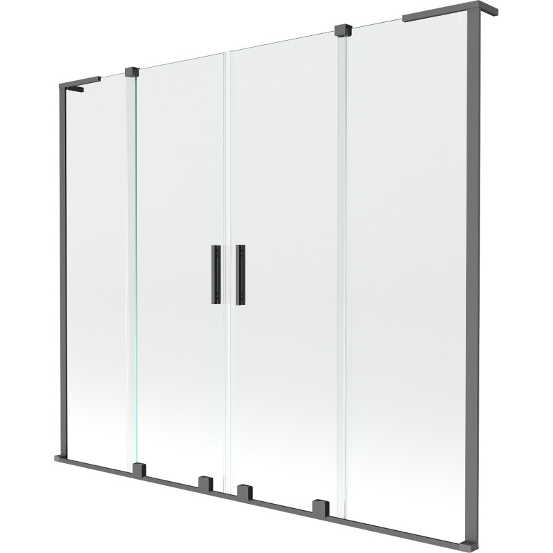 Mexen Velar L Duo paroi de baignoire à 2 volets coulissants 170 x 150 cm, transparent, acier pistolet - 896-170-003-02-95