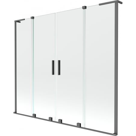 Mexen Velar L Duo 2-flügelige, verschiebbare Badewannenabtrennung 170 x 150 cm, transparent, Gun Metal - 896-170-003-02-95