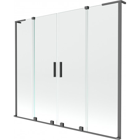 Mexen Velar L Duo paroi de baignoire à 2 volets coulissants 170 x 150 cm, transparent, acier pistolet - 896-170-003-02-95