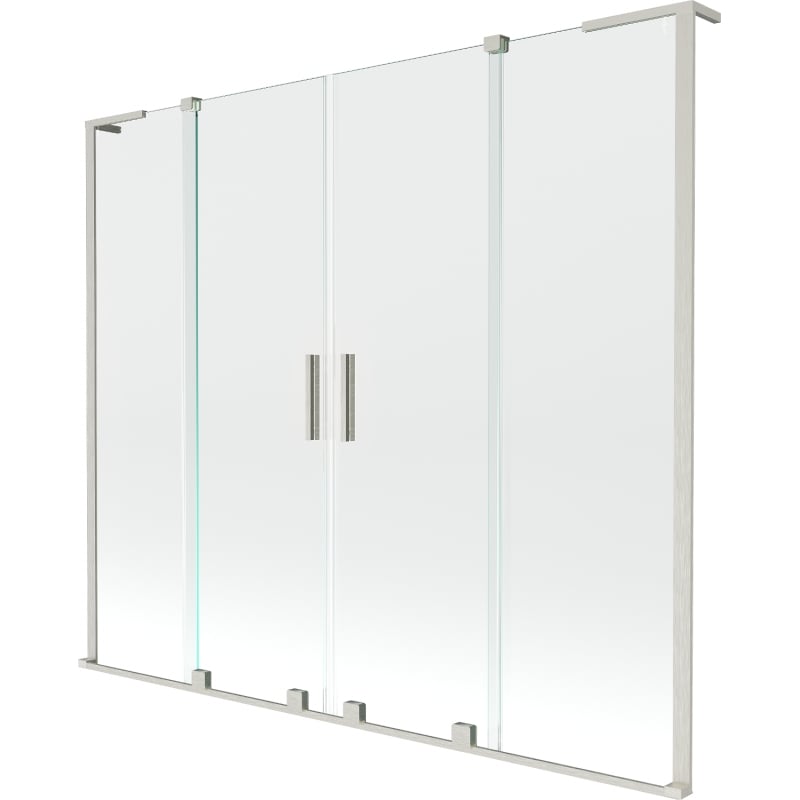 Mexen Velar L Duo 2-panel sliding shower screen 170 x 150 cm, transparent, brushed nickel - 896-170-003-02-97