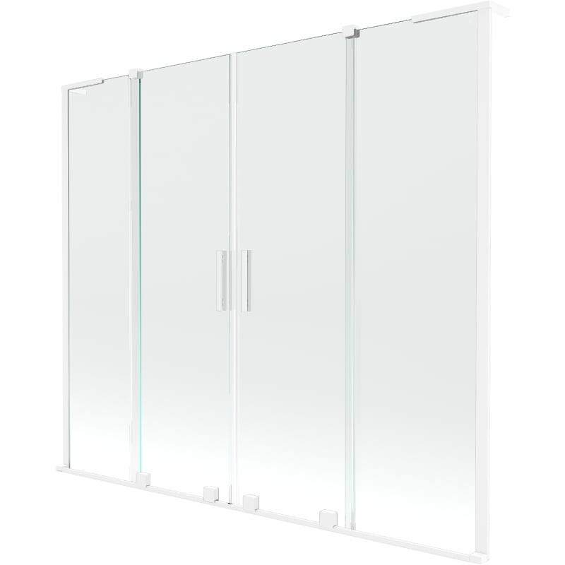 Mexen Velar L Duo Badewannenfaltwand 2-flügelig schiebbar 200 x 150 cm, transparent, weiß - 896-200-003-02-20