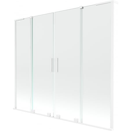 Mexen Velar L Duo Badewannenfaltwand 2-flügelig schiebbar 200 x 150 cm, transparent, weiß - 896-200-003-02-20