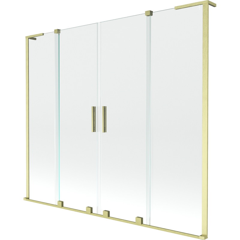 Mexen Velar L Kaheosaline dušisein, 2-tiivaga, libistatav, 200 x 150 cm, läbipaistev, kuldne harjatud - 896-200-003-02-55