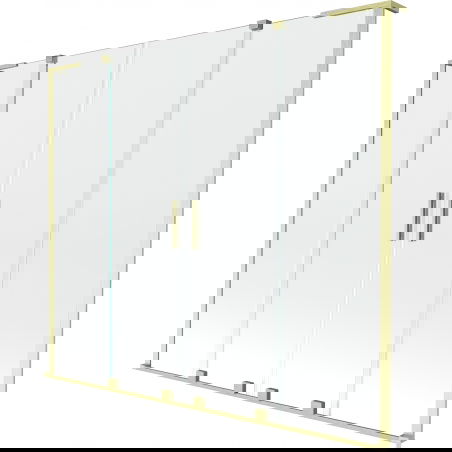 Mexen Velar L Duo divisória de banho deslizante de 2 painéis 200 x 150 cm, transparente, dourado escovado - 896-200-003-02-55