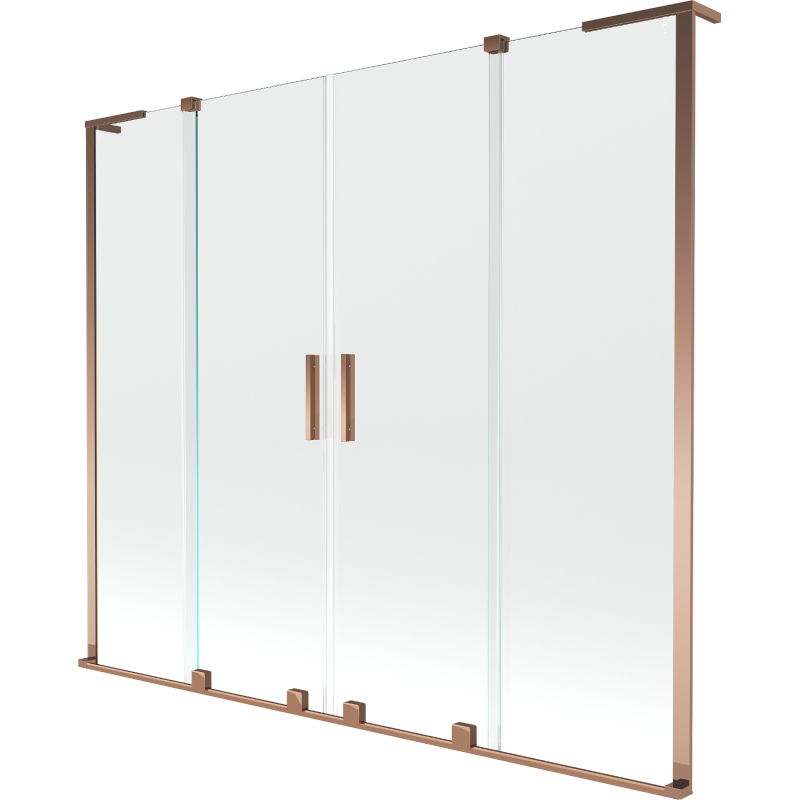 Mexen Velar L Duo Wannenfaltwand 2-flügelig verschiebbar 200 x 150 cm, transparent, Roségold - 896-200-003-02-60