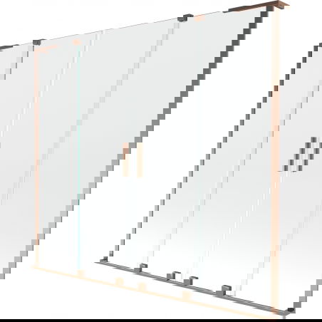 Mexen Velar L Duo Badewannenabtrennung 2-flügelig verschiebbar 200 x 150 cm, transparent, Roségold - 896-200-003-02-60