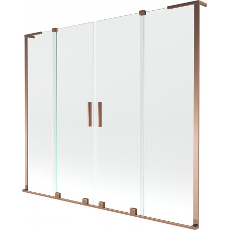 Mexen Velar L Duo dvostrani klizni paravan za kadu 200 x 150 cm, proziran, ružičasto zlato - 896-200-003-02-60