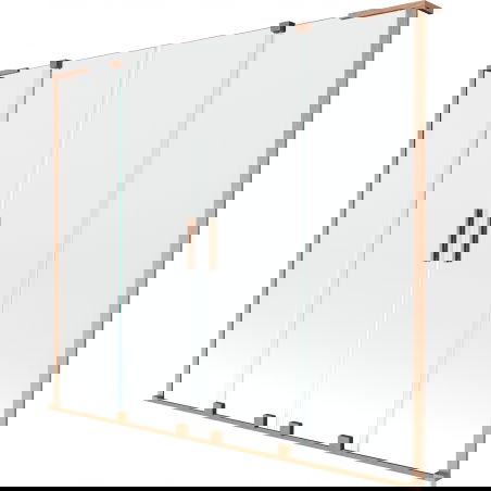 Mexen Velar L Duo Badewannenabtrennung 2-flügelig verschiebbar 200 x 150 cm, transparent, gebürstetes Kupfer - 896-200-003-02-65