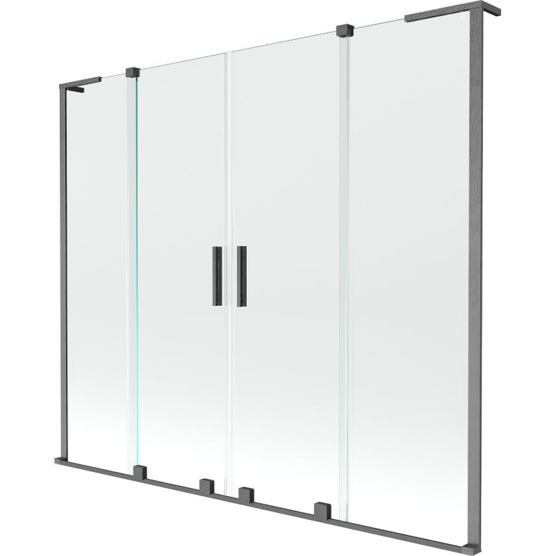 Mexen Velar L Duo Duschwand, 2-flügelig, verschiebbar 200 x 150 cm, transparent, gebürstetes Gun Gray - 896-200-003-02-66