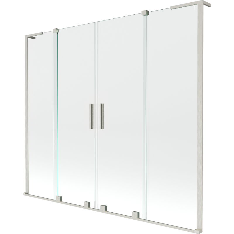 Mexen Velar L Duo Badewannenabtrennung 2-flügelig verschiebbar 200 x 150 cm, transparent, gebürsteter Nickel - 896-200-003-02-97