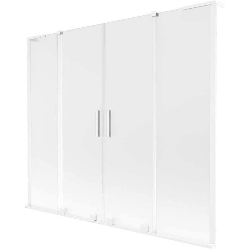 Mexen Velar L Duo Badewannenabtrennung 2-flügelig verschiebbar 200 x 150 cm, matt, weiß - 896-200-003-32-20