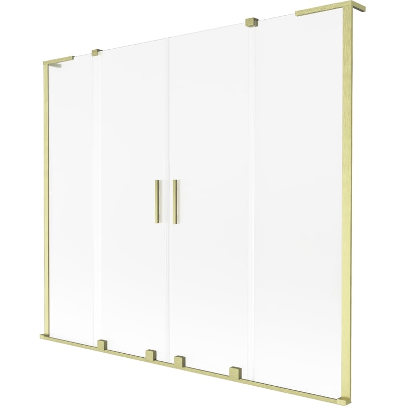 Mexen Velar L Duo paravento de banho de correr 2 painéis 200 x 150 cm, fosco, ouro escovado - 896-200-003-32-55