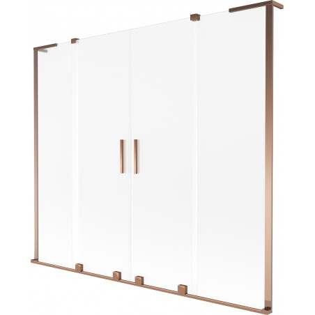 Mexen Velar L Duo badwand 2-vleugelig schuifbaar 200 x 150 cm, ijs, roze goud - 896-200-003-32-60