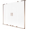 Mexen Velar L Duo paravento per vasca da bagno scorrevole a 2 ante 200 x 150 cm, smerigliato, oro rosa - 896-200-003-32-60