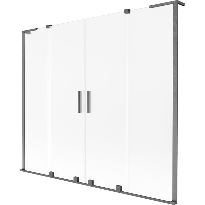 Mexen Velar L Duo Badewannenabtrennung, 2-flügelig, verschiebbar, 200 x 150 cm, matt, gebürstetes Gun Gray - 896-200-003-32-66